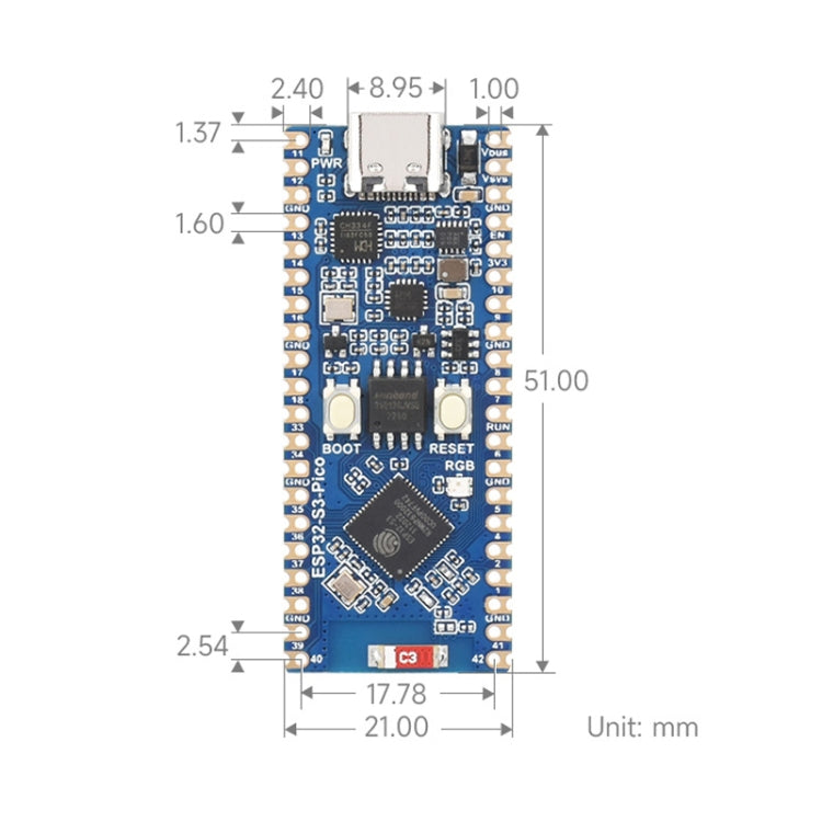 Waveshare ESP32-S3 Microcontroller, 2.4 GHz Wi-Fi Development Board Dual-core Processor, 23803