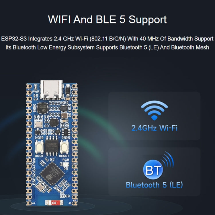 Waveshare ESP32-S3 Microcontroller, 2.4 GHz Wi-Fi Development Board Dual-core Processor, 23803