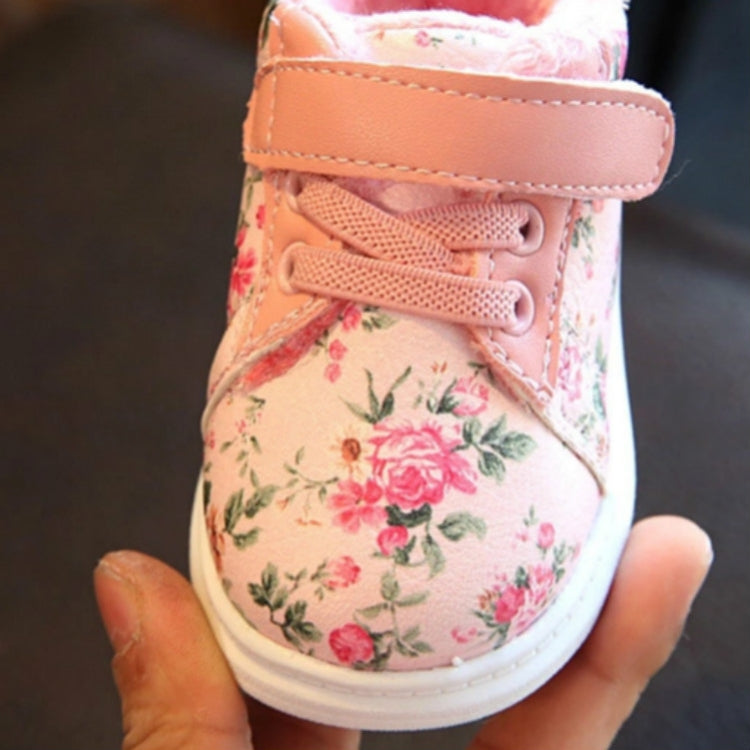 Winter Print Flower PU Leather Infant Warm Snow Boots
