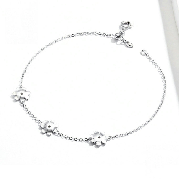 S925 Sterling Silver Platinum Plated Bracelet Cute Daisy Bracelet