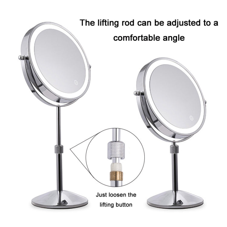 Desktop Double-SidedRound LED Luminous Makeup Mirror Liftable Magnifying Mirror