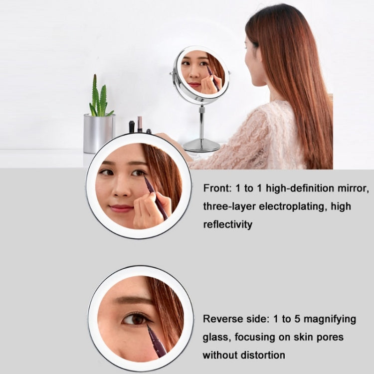Desktop Double-SidedRound LED Luminous Makeup Mirror Liftable Magnifying Mirror