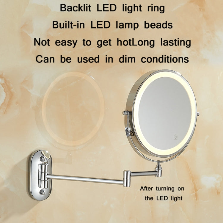 8 Inch Wall-Mounted Double-Sided Makeup Mirror LED Three-Tone Light Bathroom Mirror White Light, Battery Models Silver, USB Charging Silver, Battery Models Matte Nickel Color, USB Charging Matte Nickel Color, Battery Models Black, USB Charging Black