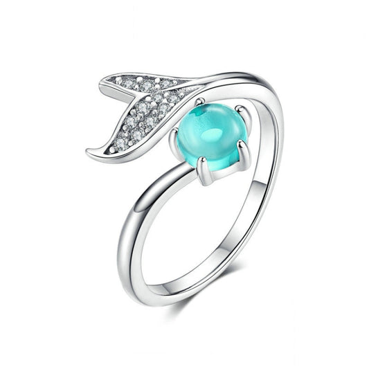 Mermaid Tears Open Ring S925 Sterling Silver and Platinum Plated Ring