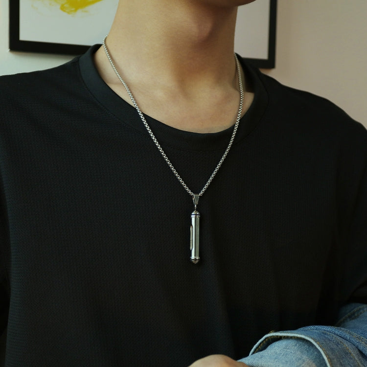 OPK 1573 Men Classic Cylindrical Openable Perfume Bottle Pendant Necklace