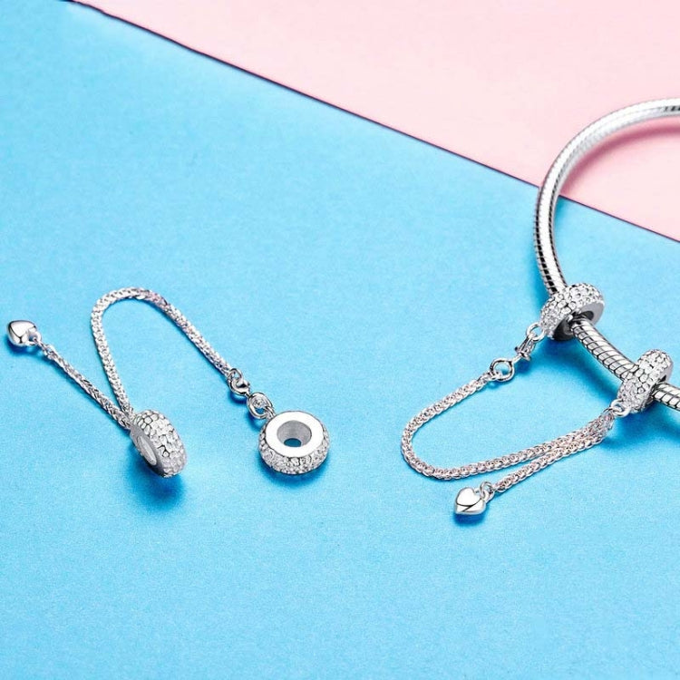 925 Sterling Silver Love Heart Safety Chain Charms Stopper Pendant Women Bracelets DIY Jewelry