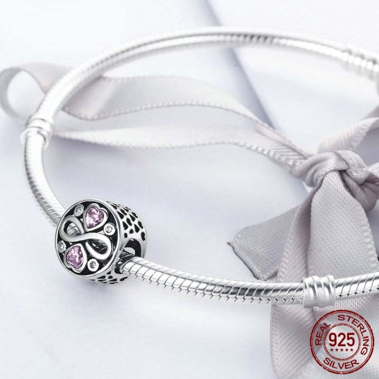 925 Sterling Silver Infinity Love Pink Heart Crystal Beads Charm Bracelets Jewelry