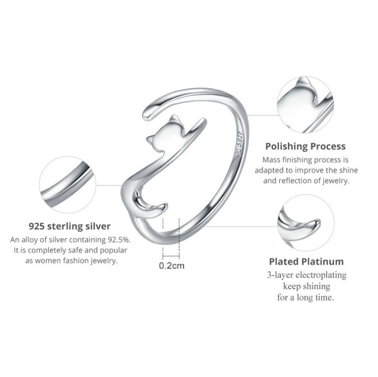 Naughty Cat Sterling Silver Ring Fashion Open Ring