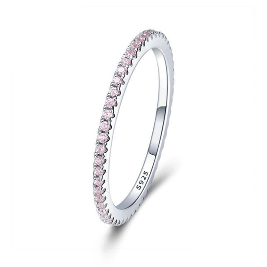 S925 Sterling Silver Ladies Fashion Ring Diamond Simple Ring