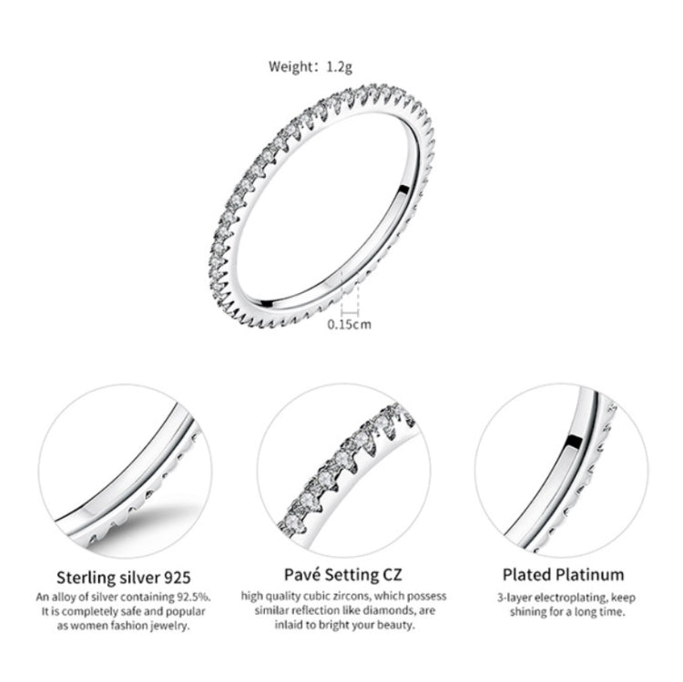 S925 Sterling Silver Ladies Fashion Ring Diamond Simple Ring