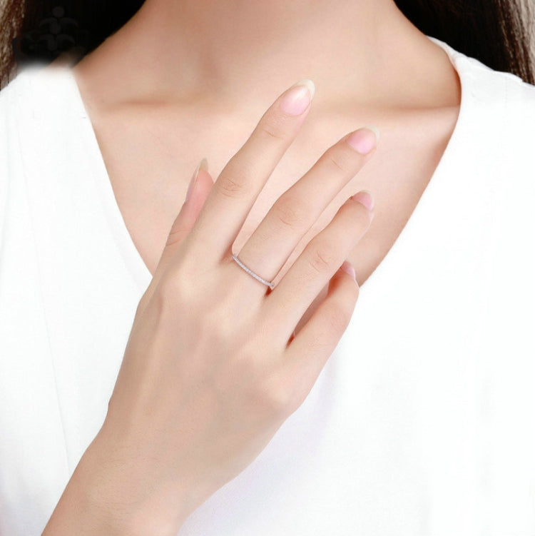 S925 Sterling Silver Ladies Fashion Ring Diamond Simple Ring