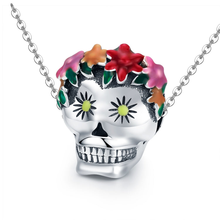 Halloween Collection 925 Sterling Silver Flower Skull Charms Colorful Enamel Beads Women Bracelets DIY Jewelry