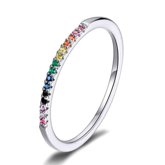 Sterling Silver Ring S925 Colored Zircon Ring