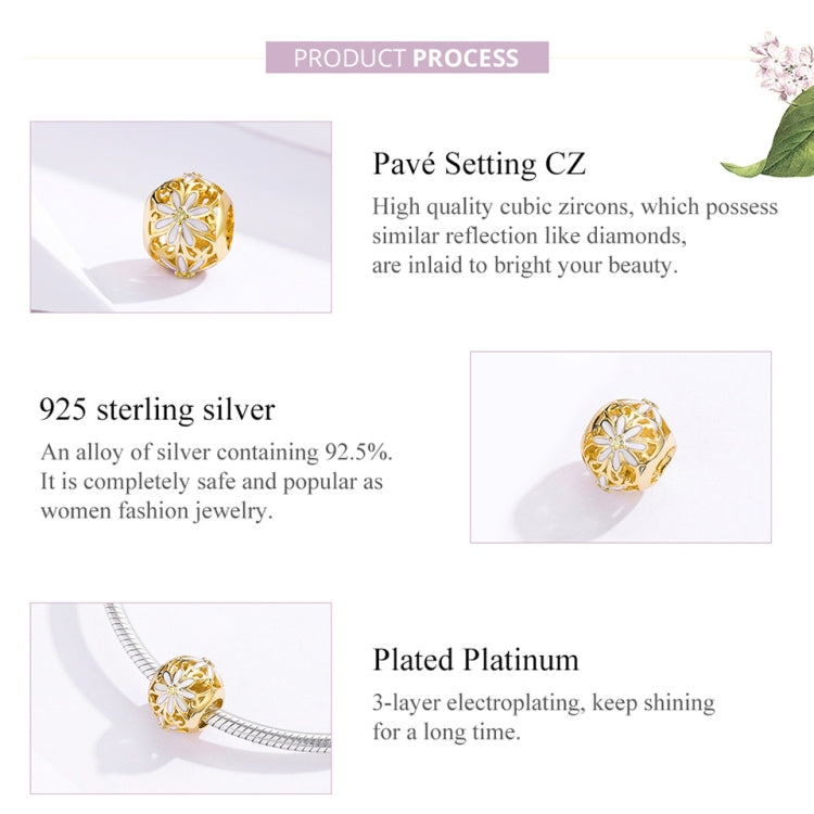 925 Sterling Silver Golden Daisy Hollow Beaded DIY Bracelet Accessories