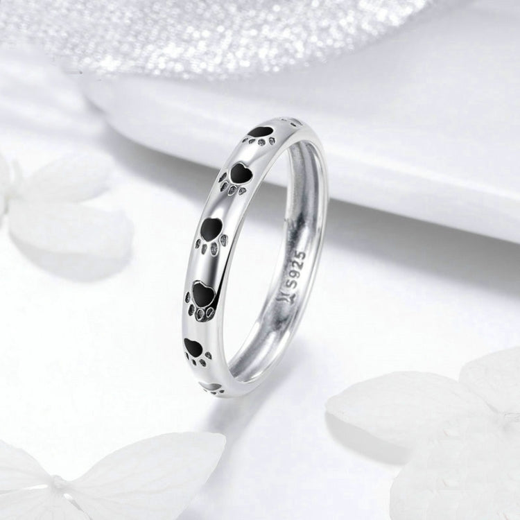 Pet Footprint Ring S925 Sterling Silver Oil Drop Ring
