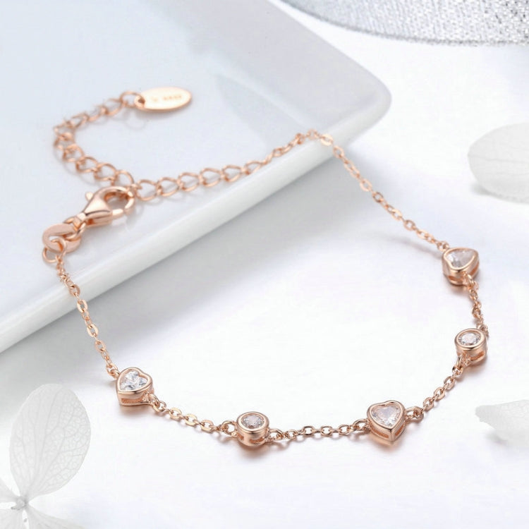 Rose Gold Plated Zircon Bracelet S925 Sterling Silver Female Bracelet