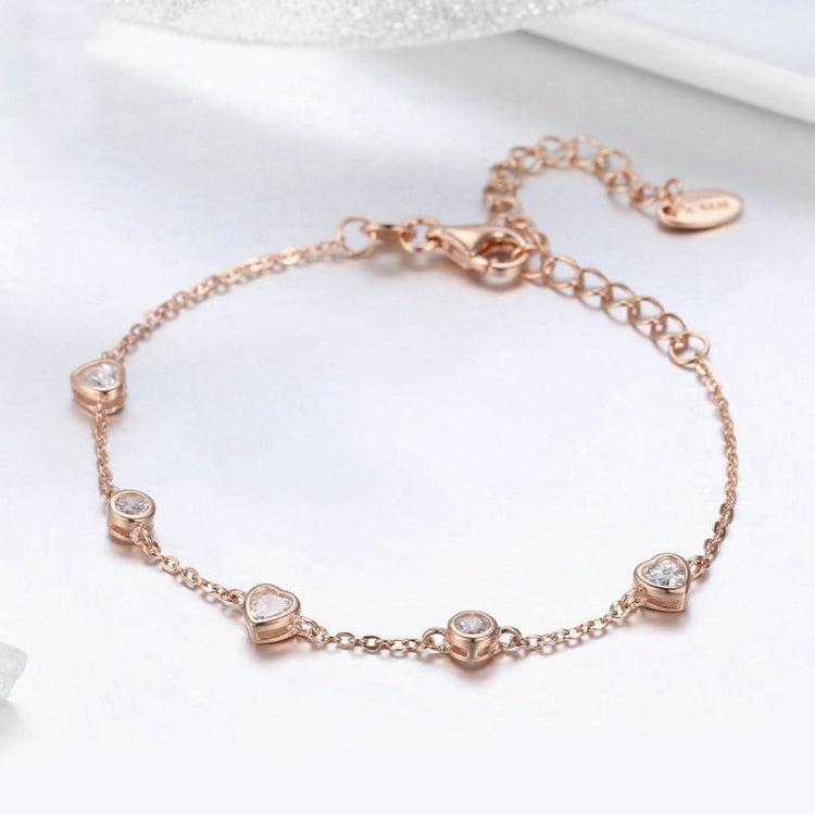 Rose Gold Plated Zircon Bracelet S925 Sterling Silver Female Bracelet