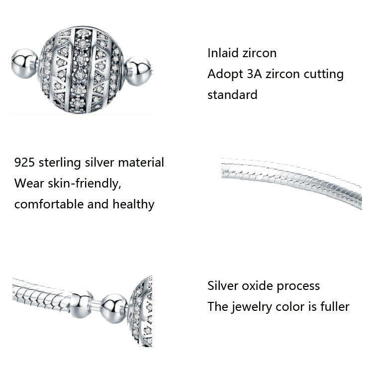 Exquisite Life S925 Sterling Silver Bangle Bracelet Inlaid with Gems