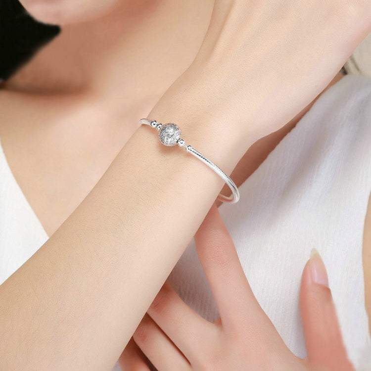 Exquisite Life S925 Sterling Silver Bangle Bracelet Inlaid with Gems