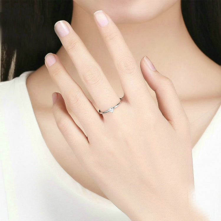 S925 Sterling Silver Ring Platinum Plated Heart Clear Ring