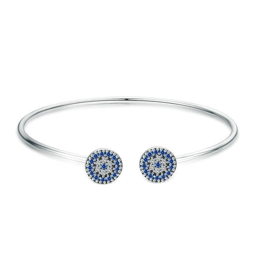 Bright Blue Eyes Inlaid Zircon Bracelet S925 Sterling Silver Bracelet