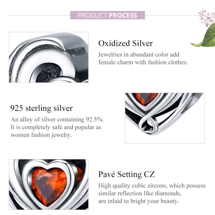 S925 Heart-shaped Sterling Silver Loose Beads DIY Bracelet Accessories
