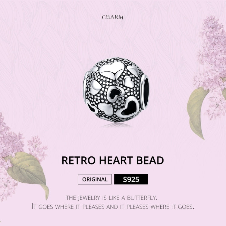 Vintage Love Beaded Sterling Silver S925 Round Beads DIY Bracelet Jewelry Accessories