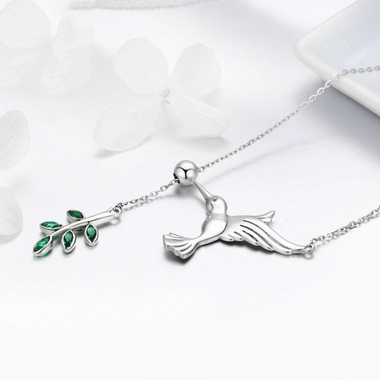 Hummingbird Greetings S925 Sterling Silver Necklace Zirconia Necklace