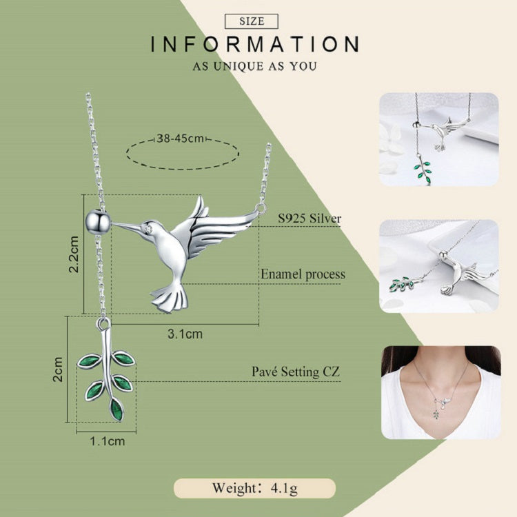 Hummingbird Greetings S925 Sterling Silver Necklace Zirconia Necklace