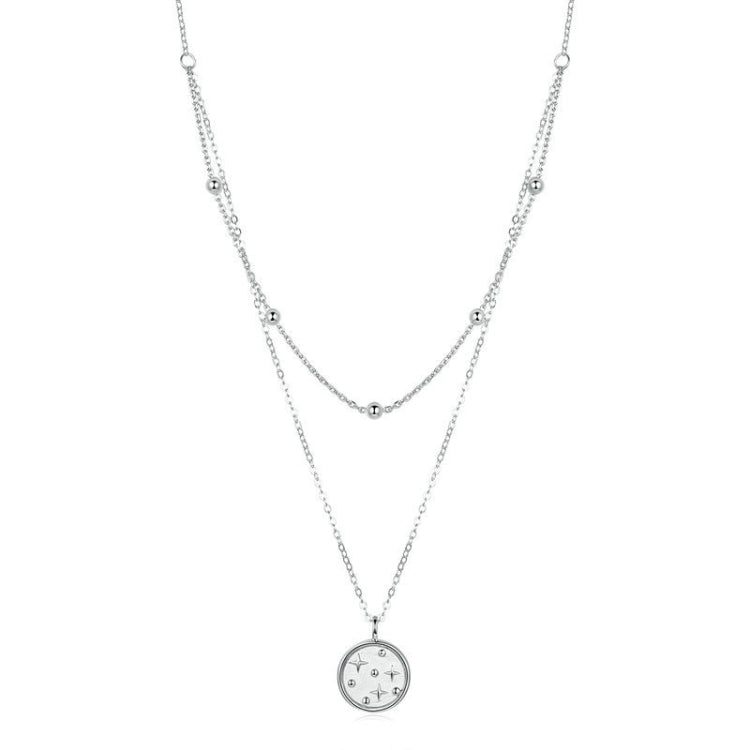 S925 Sterling Silver Platinum Plated Necklace Double Layer Small Star Light Silver Necklace