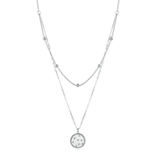 S925 Sterling Silver Platinum Plated Necklace Double Layer Small Star Light Silver Necklace