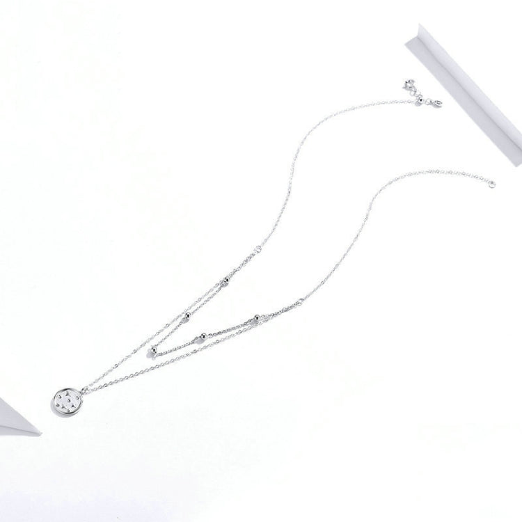 S925 Sterling Silver Platinum Plated Necklace Double Layer Small Star Light Silver Necklace