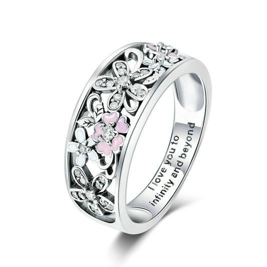 S925 Sterling Silver Ring Flower Dance Fashion Personality Ring