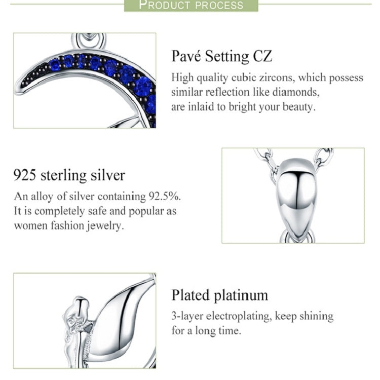 Dark Night Fairy S925 Sterling Silver Necklace With White Gold Plated and Zircon