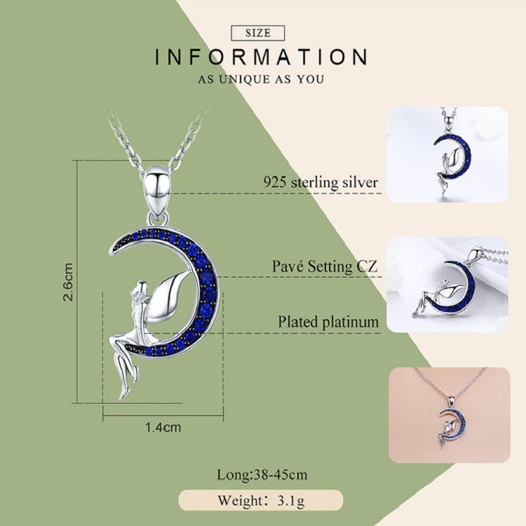 Dark Night Fairy S925 Sterling Silver Necklace With White Gold Plated and Zircon