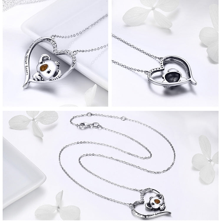 Cute Koala S925 Sterling Silver Lady Necklace