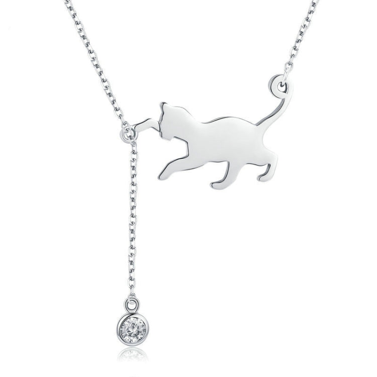 Naughty Kitten S925 Sterling Silver With Zircon Necklace