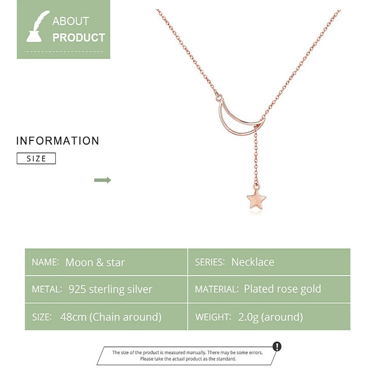 Star Moon S925 Sterling Silver Rose Gold Plated Necklace