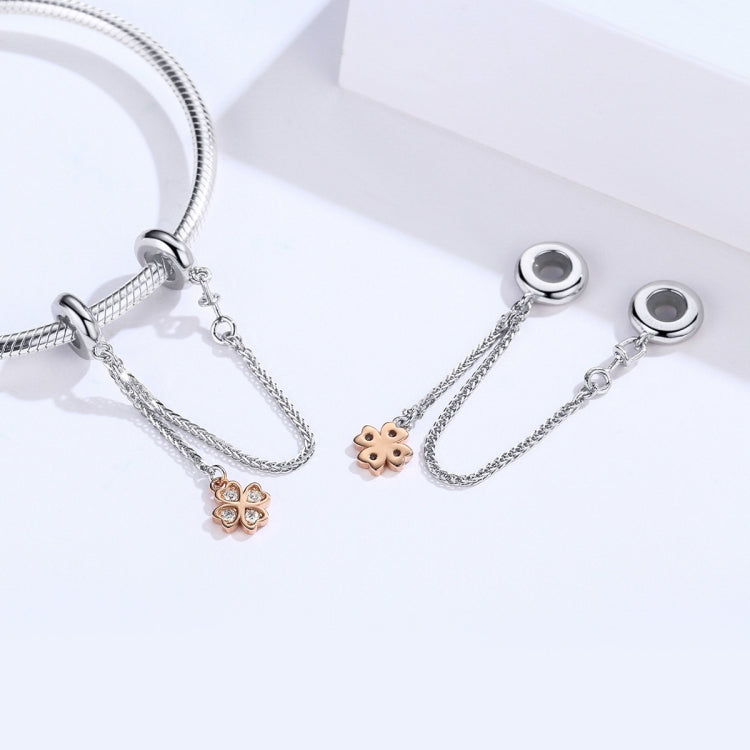 S925 Sterling Silver Platinum Plated Clover Safety Chain DIY Bracelet Accessories