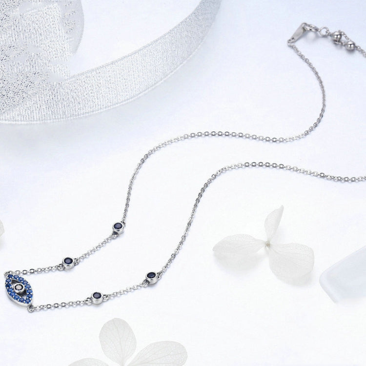 Magic Eye S925 Sterling Silver Necklace Ladies Blue Eye Inlaid Zircon Necklace