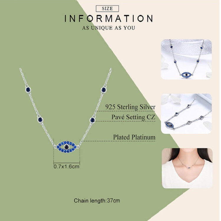 Magic Eye S925 Sterling Silver Necklace Ladies Blue Eye Inlaid Zircon Necklace