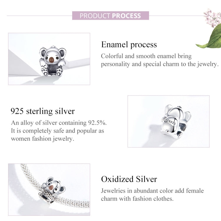 S925 Sterling Silver Cute Koala Animal Bead DIY Bracelet Accessory