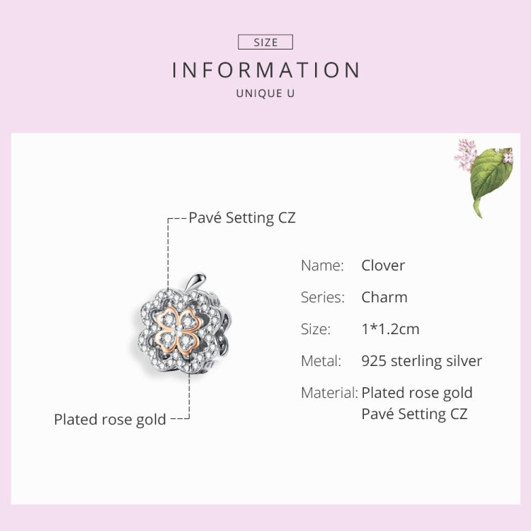 Four Leaf Clover Zircon Beaded S925 Sterling Silver DIY Bracelet Accessories