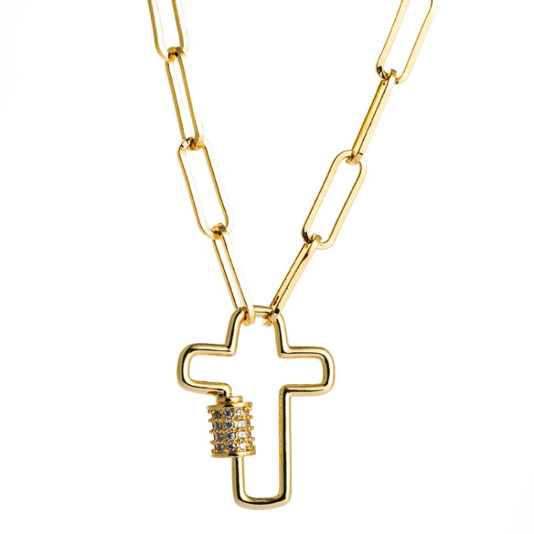 Brass Micro-inlaid Zircon Delicate Clavicle Chain Cross Pendant Necklace