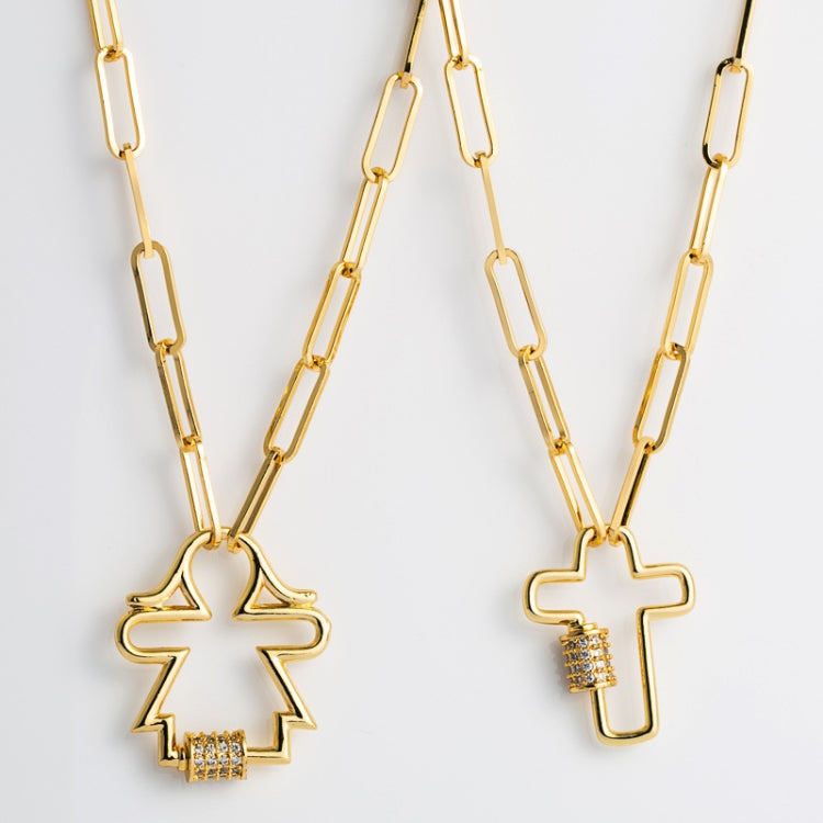 Brass Micro-inlaid Zircon Delicate Clavicle Chain Cross Pendant Necklace