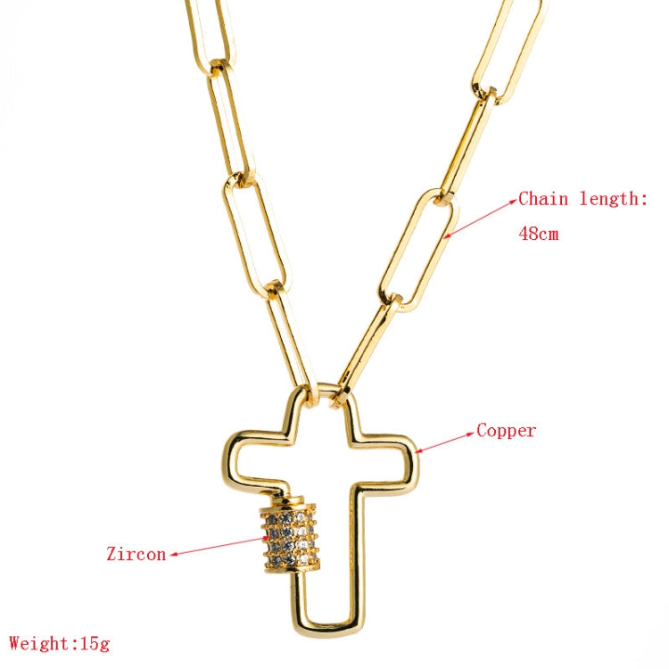 Brass Micro-inlaid Zircon Delicate Clavicle Chain Cross Pendant Necklace