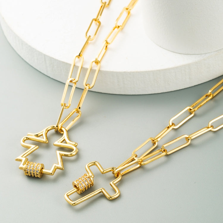 Brass Micro-inlaid Zircon Delicate Clavicle Chain Cross Pendant Necklace