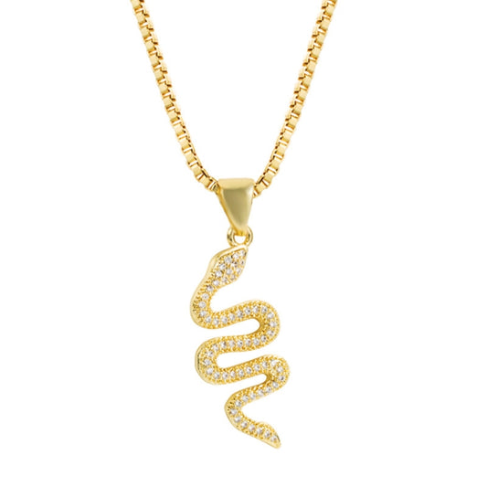 Creative Snake-shaped Pendant Necklace Personality Female Punk Style Inlaid Zircon Necklace