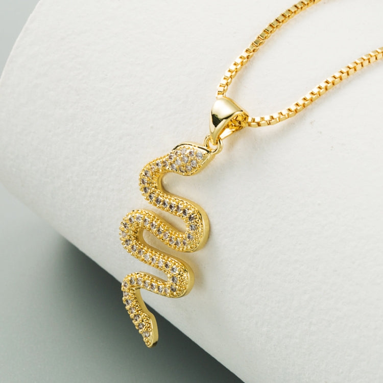 Creative Snake-shaped Pendant Necklace Personality Female Punk Style Inlaid Zircon Necklace