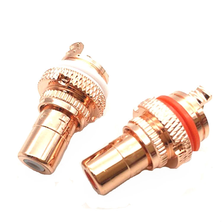 4 PCS CMC Copper RCA Female Audio Power Amplifier AV Audio Lotus Socket Terminal, Sand Gold Plated, Copper Plated, Rhodium Plated